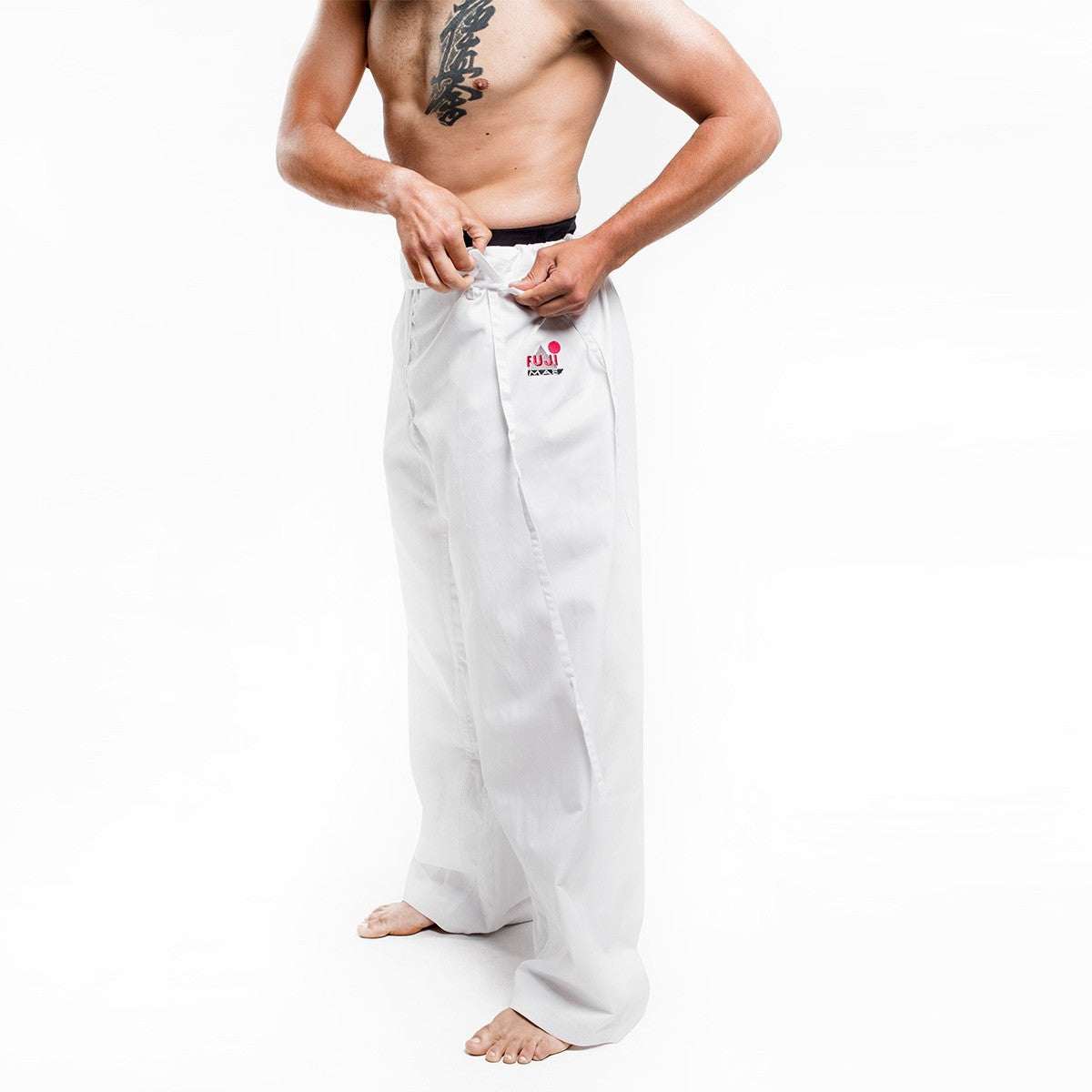 Pantalon de karaté Kyokushin Training FUJIMAE blanc en coton 9 oz