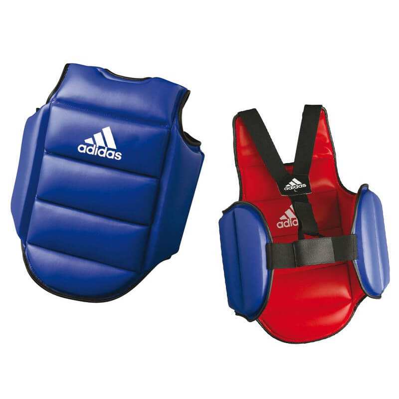 Plastron de karaté réversible adidas, faces bleue et rouge