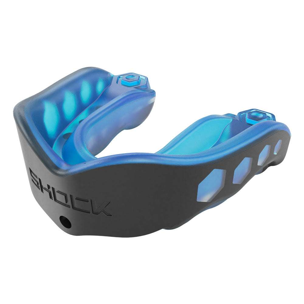 Protège-dents Shock Doctor Gel Max bleu et noir, vue de profil