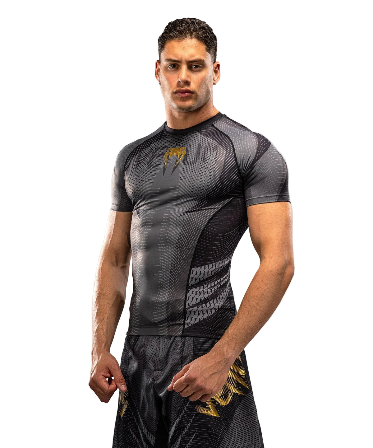 Rashguard Manches Courtes Venum Galactic 3.0 Noir/Or disponible à la Boutique des Arts Martiaux