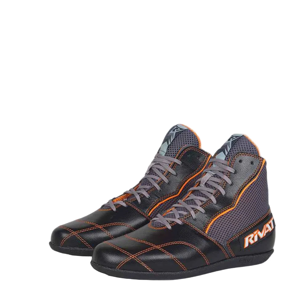 Chaussures de boxe française Rivat Uppercut noir, la paire de face