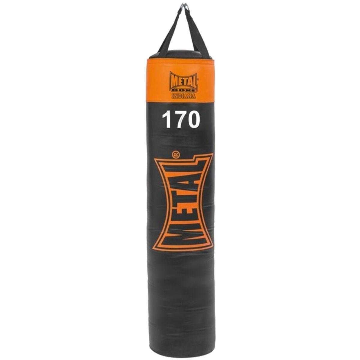 Sac de frappe Indiana Metal Boxe garni en chutes de tissus, surface lisse en PU