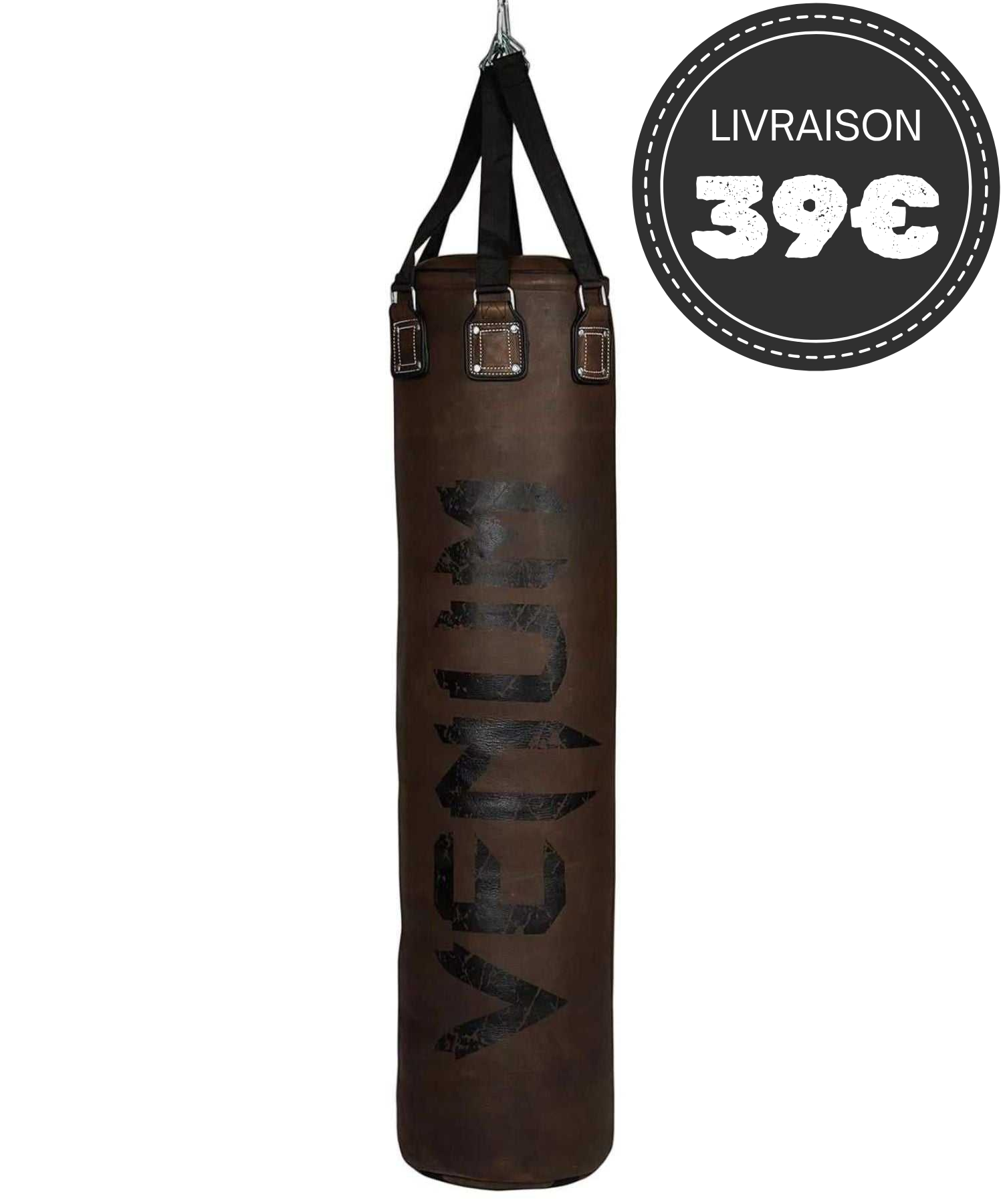 Sac de frappe Venum Vintage en cuir marron véritable de 150 cm pour entraînement intensif et durable