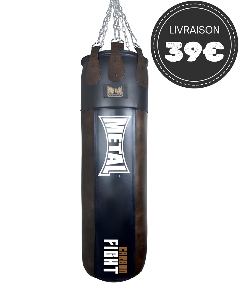 Sac de frappe cuir Metal Boxe Carbon Fight 120 x 45 cm - Monster Bag