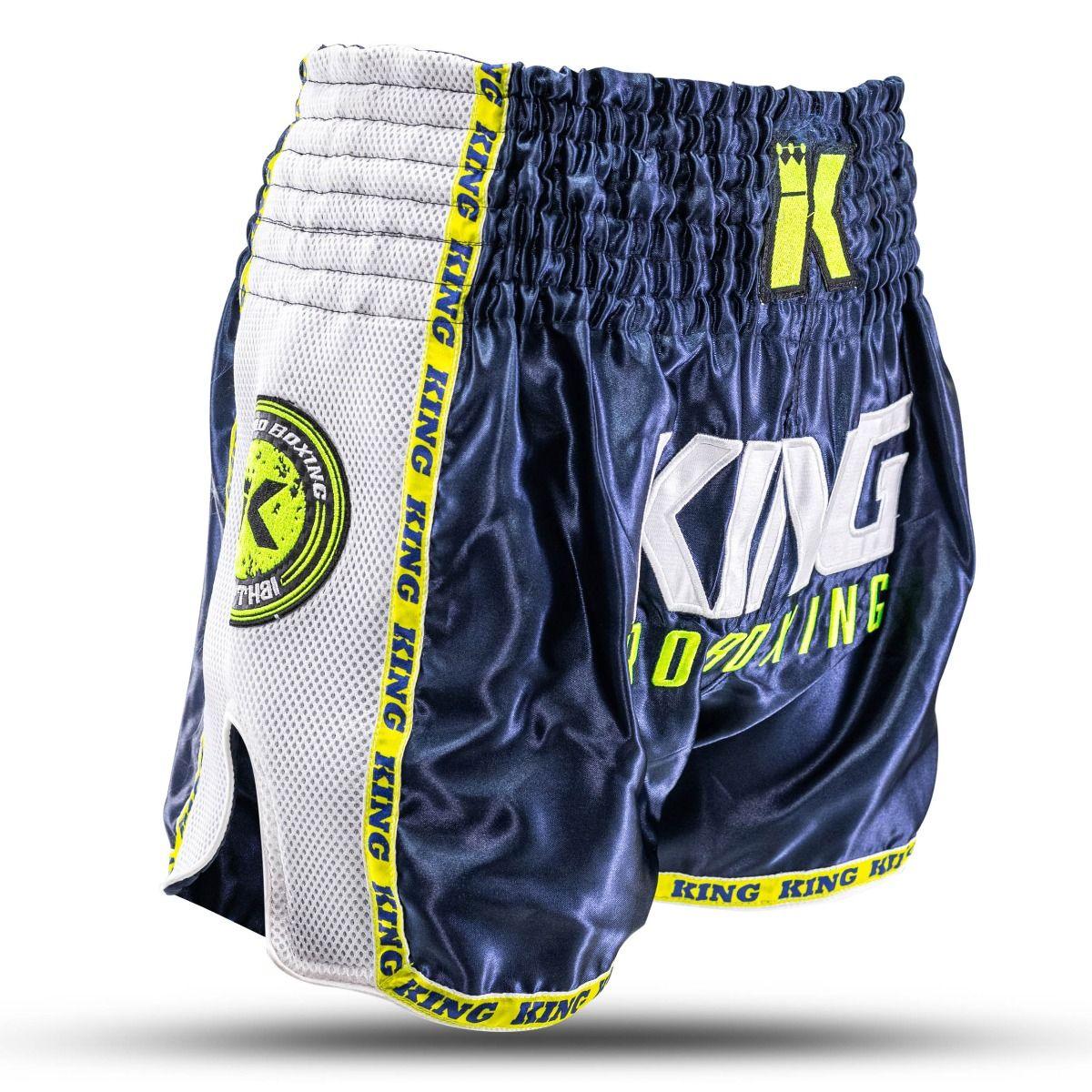 Short de Muay Thaï & Kick Boxing - King Pro Boxing Bleu/Jaune Fluo