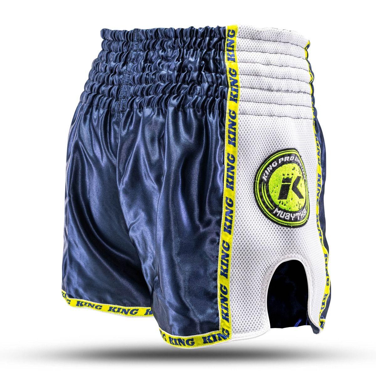 Short de Muay Thaï & Kick Boxing - King Pro Boxing Bleu/Jaune Fluo