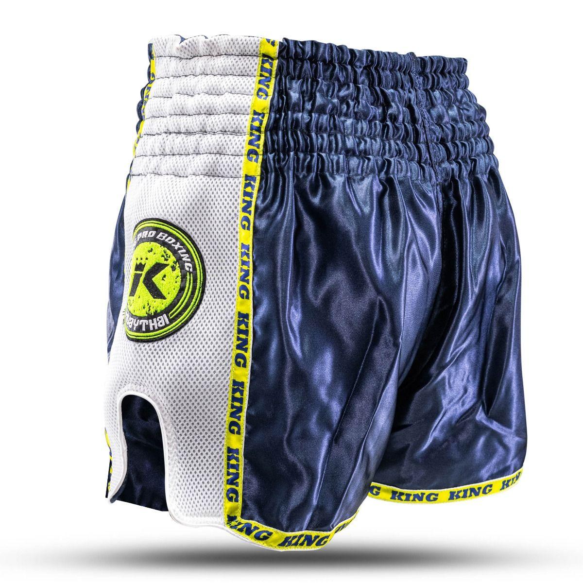 Short de Muay Thaï & Kick Boxing - King Pro Boxing Bleu/Jaune Fluo