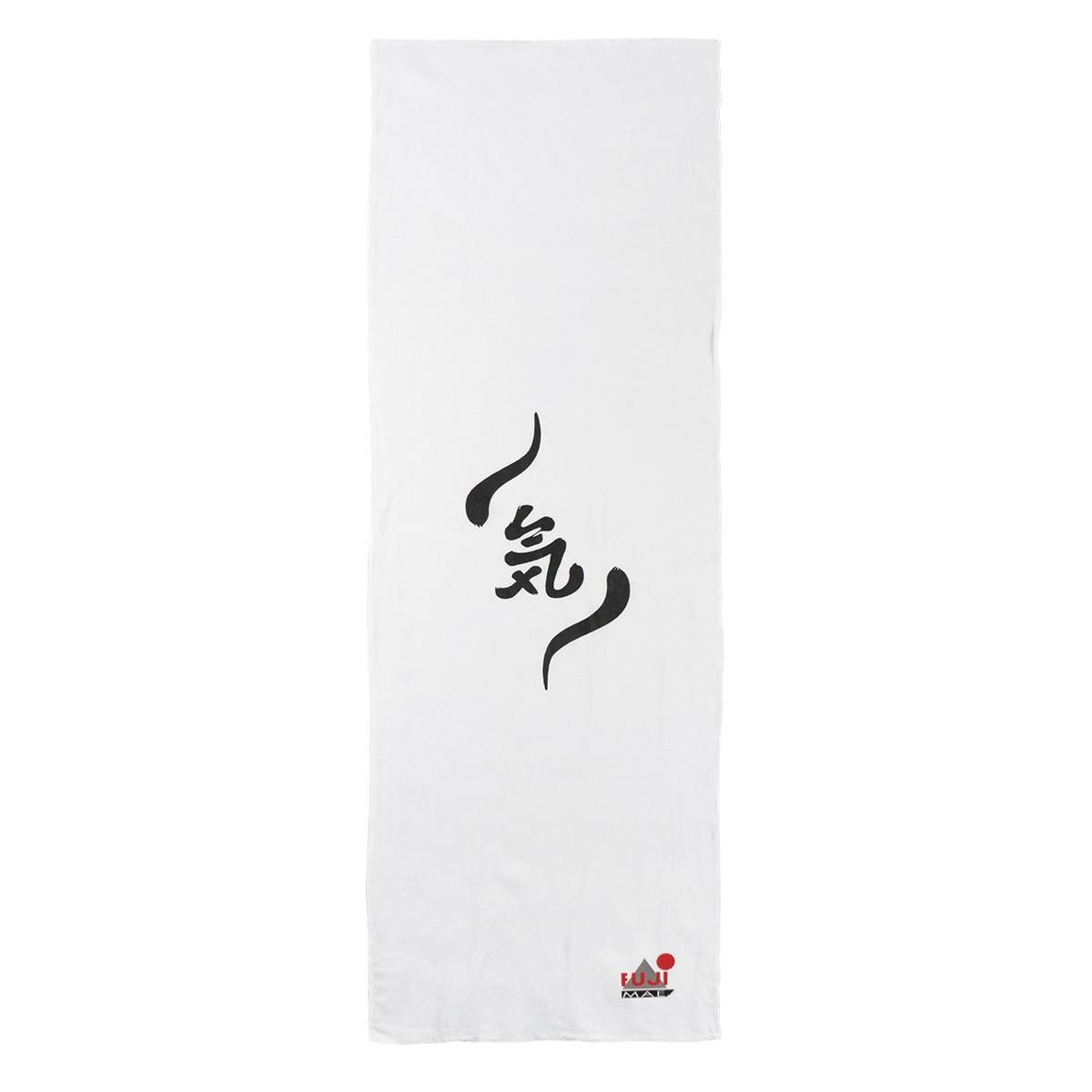 White traditional Tenugui Kendo FUJIMAE cotton scarf with black calligraphy, 99 x 33 cm, for martial arts protection and comfort.