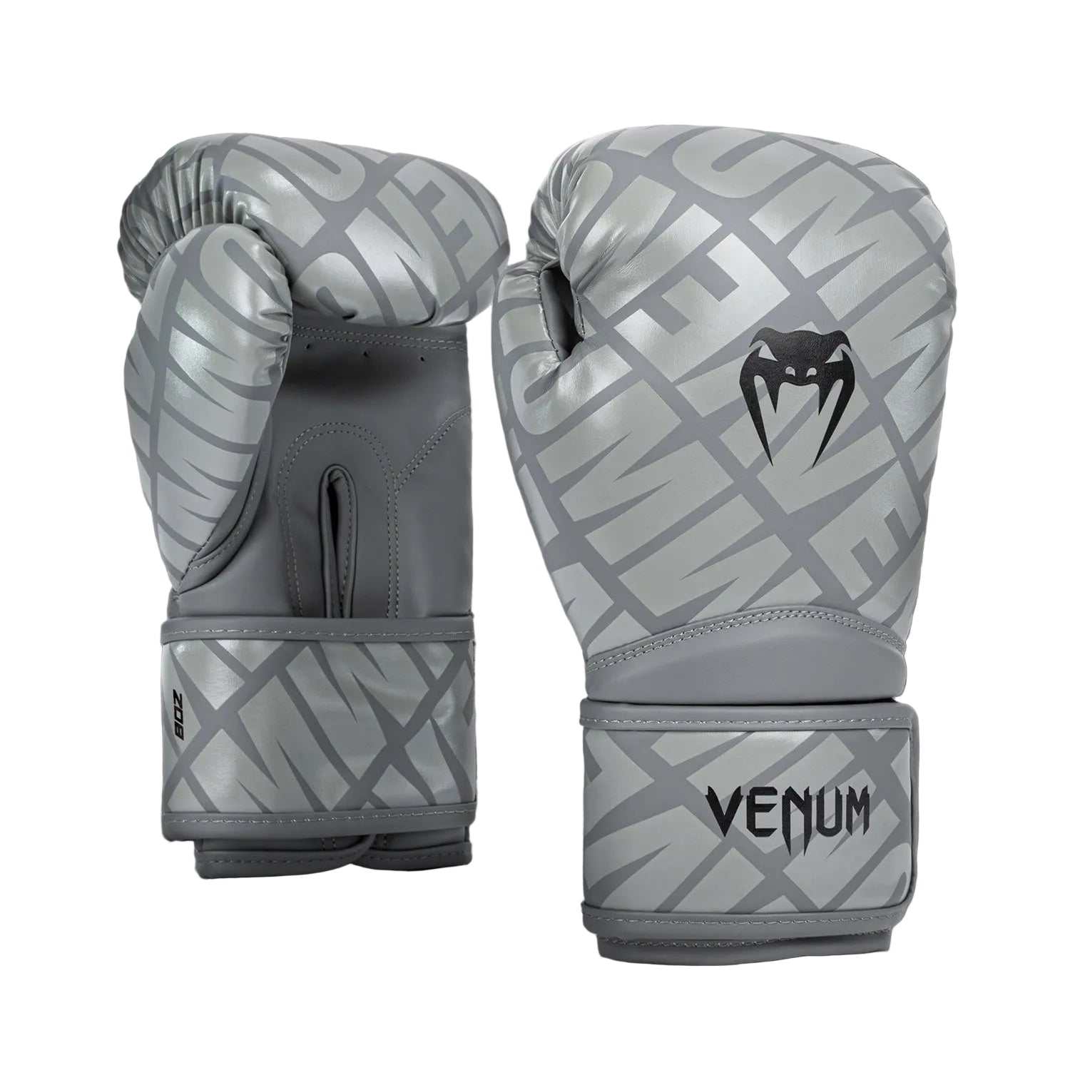 Gants de boxe Venum Contender 1.5 XT gris et noir pour débutants, mousse multi-densité et fermeture velcro