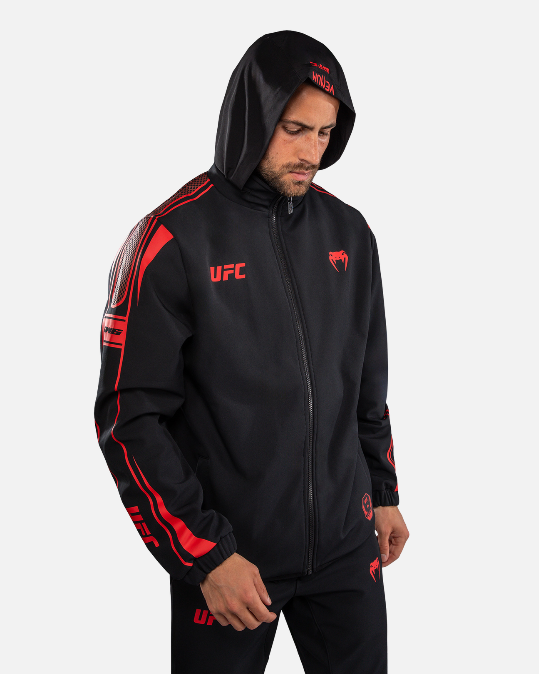 Veste UFC Venum Fight Week Noir Rouge vue de face