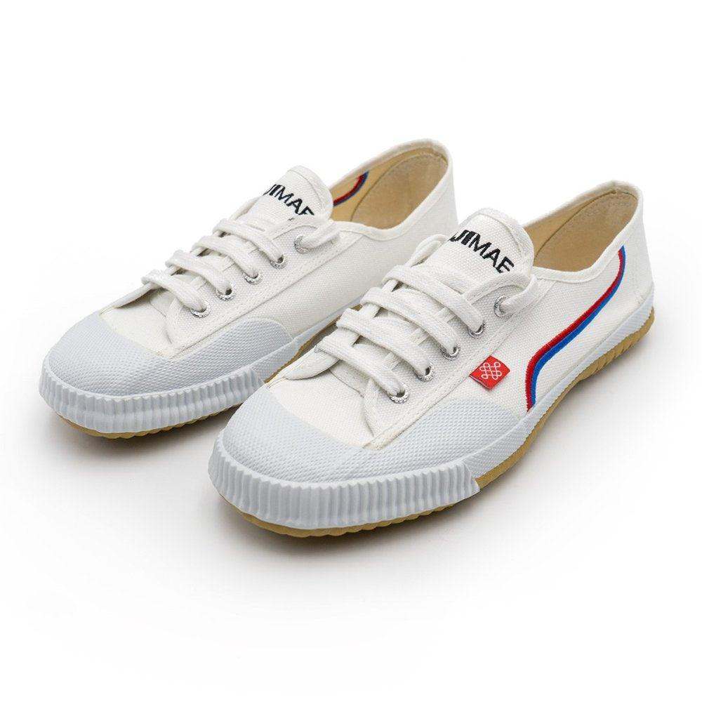 White Chaussures Shaolin FUJIMAE lightweight cotton canvas martial arts shoes with rubber sole for Kung Fu and Tai Chi
