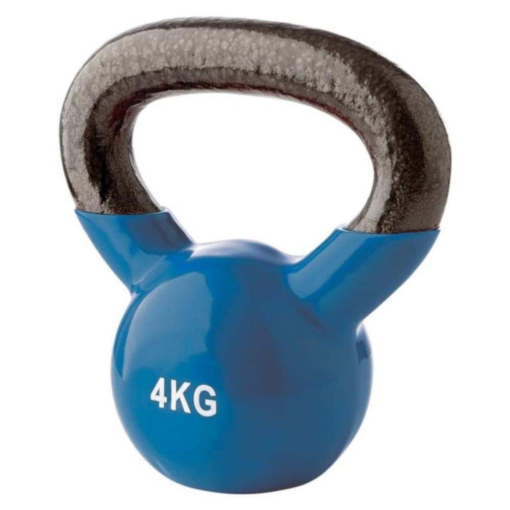 Blue 4kg Kettlebell Tremblay with cast iron and vinyl handle for fitness and Crossfit training