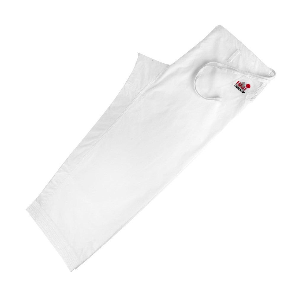 White FUJIMAE Budokan WKF karate gi pants for kata, 100% cotton, breathable and durable design