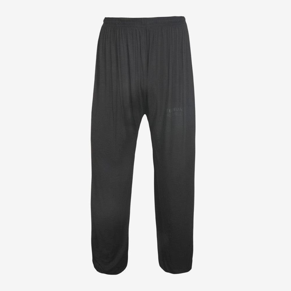 Black FUJIMAE Tai Chi pants made of eco-friendly modal fabric with elastic waist and ankle cuffs