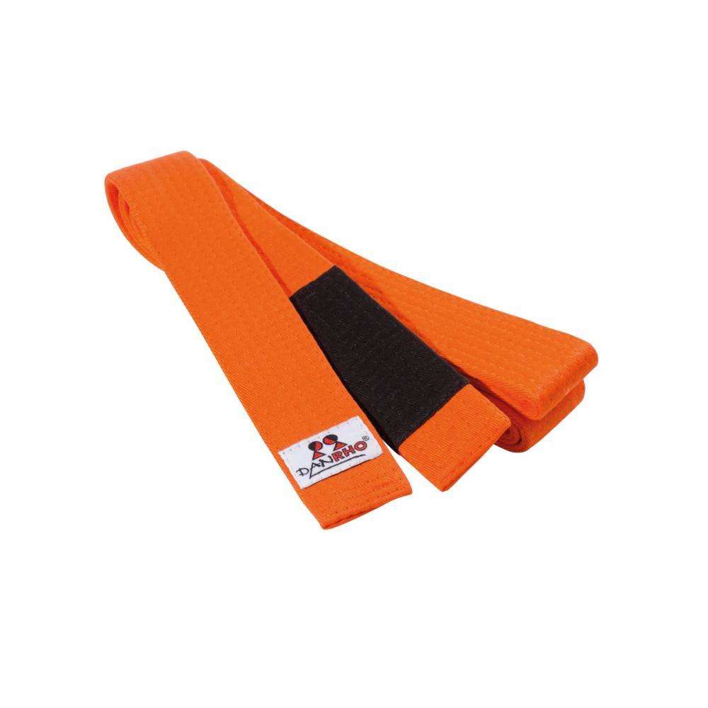 Orange Ceinture de JJB Junior Danrho for children with reinforced stitching and high-quality 100% cotton material.