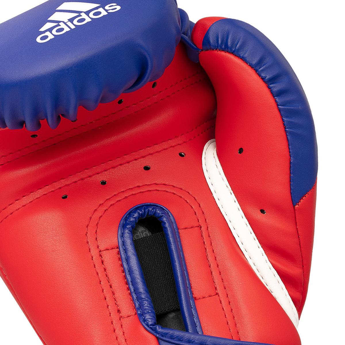 Blue white and red Adidas Gants de Boxe FFB Tilt350 vegan cactus leather boxing gloves with Velcro strap