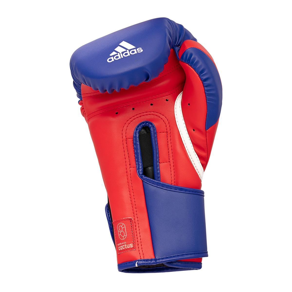 Blue, white, and red Adidas Gants de Boxe FFB boxing glove made with vegan cactus leather and Velcro strap