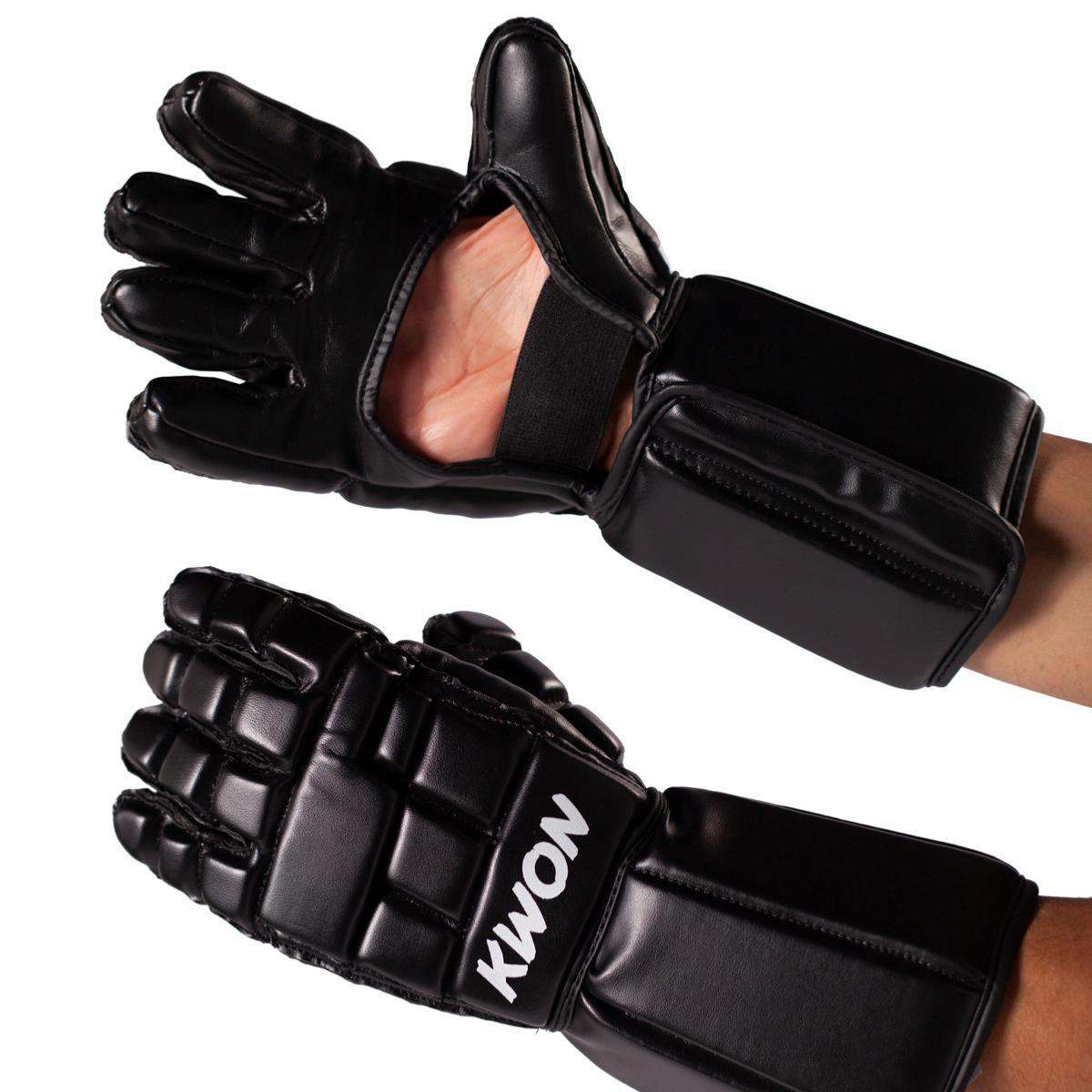 Black Gants Kwon protective gloves for Kali Eskrima with padded knuckles and wrist guard