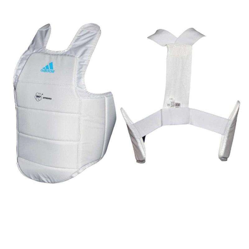 White adidas Plastron karate WKF kumite with EVA foam padding for protective kumite competition use