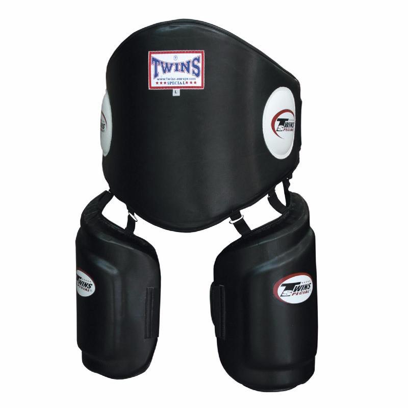 Pack plastron professeur and thigh protectors Twins PREMIUM black training protective gear for coach pieds-poings