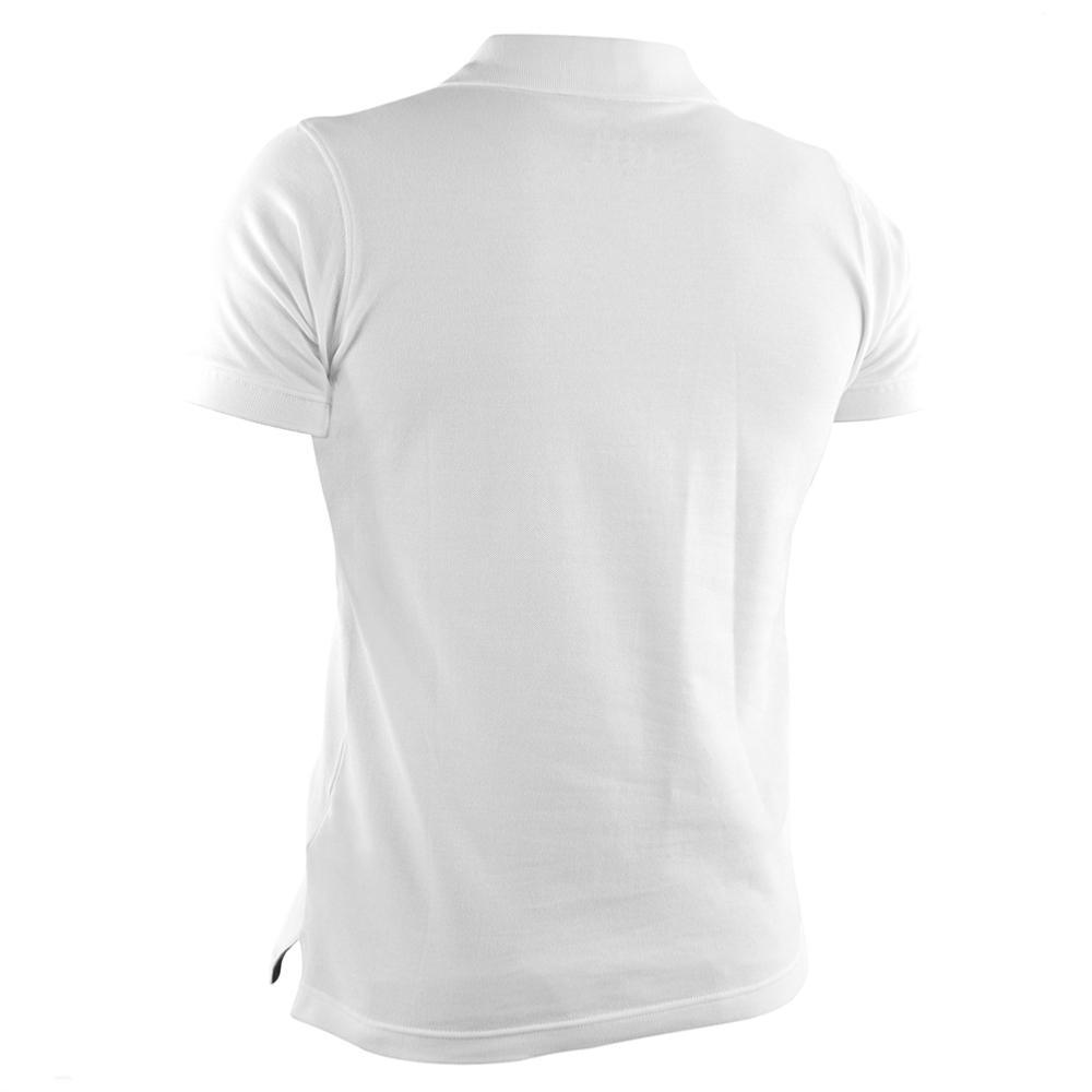 White slim-fit Polo Country Line Adidas short-sleeve cotton shirt back view