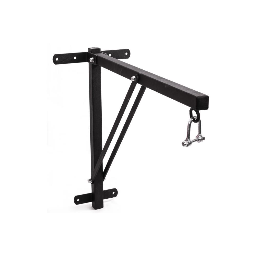 Black steel wall mount bracket for punching bag with six secure fixing points, Metal Boxe AC81125 model.