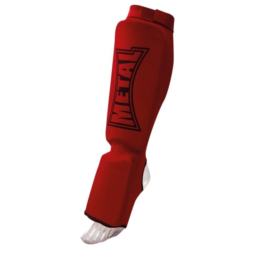 Protège-tibia + pieds élastique Metal Boxe MB153 rouge