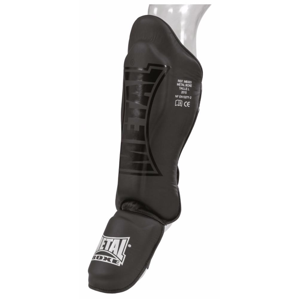 Black Metal Boxe MB303 ergonomic shin and foot protector for martial arts and combat sports