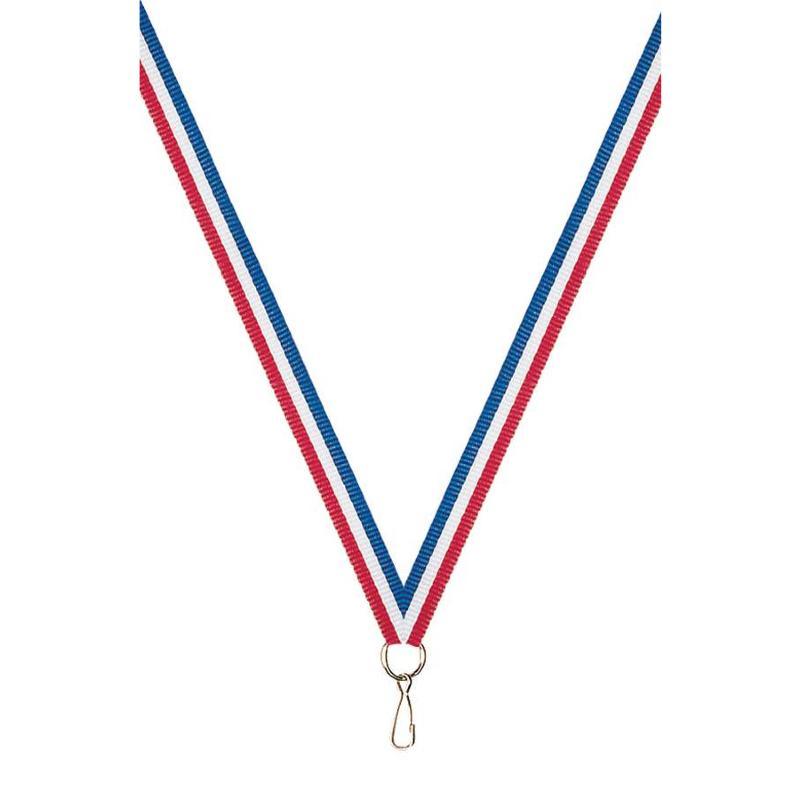 Ruban tricolore individuel medal ribbon in blue, white, and red with metal clip for easy attachment.