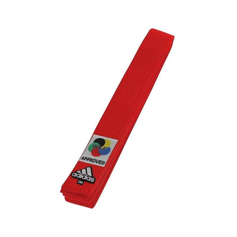 Red Adidas Elite Karate belt WKF approved by Adidas, model ADIB242K, 100% cotton with reinforced stitching.