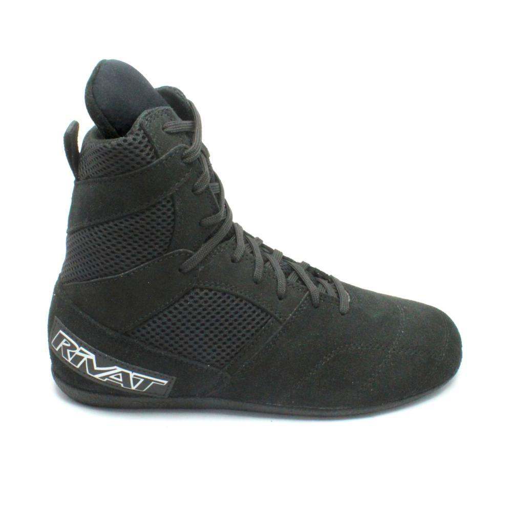 Black high-top Rivat Top Light Chaussures de boxe française with suede leather and mesh upper for lightweight competition use