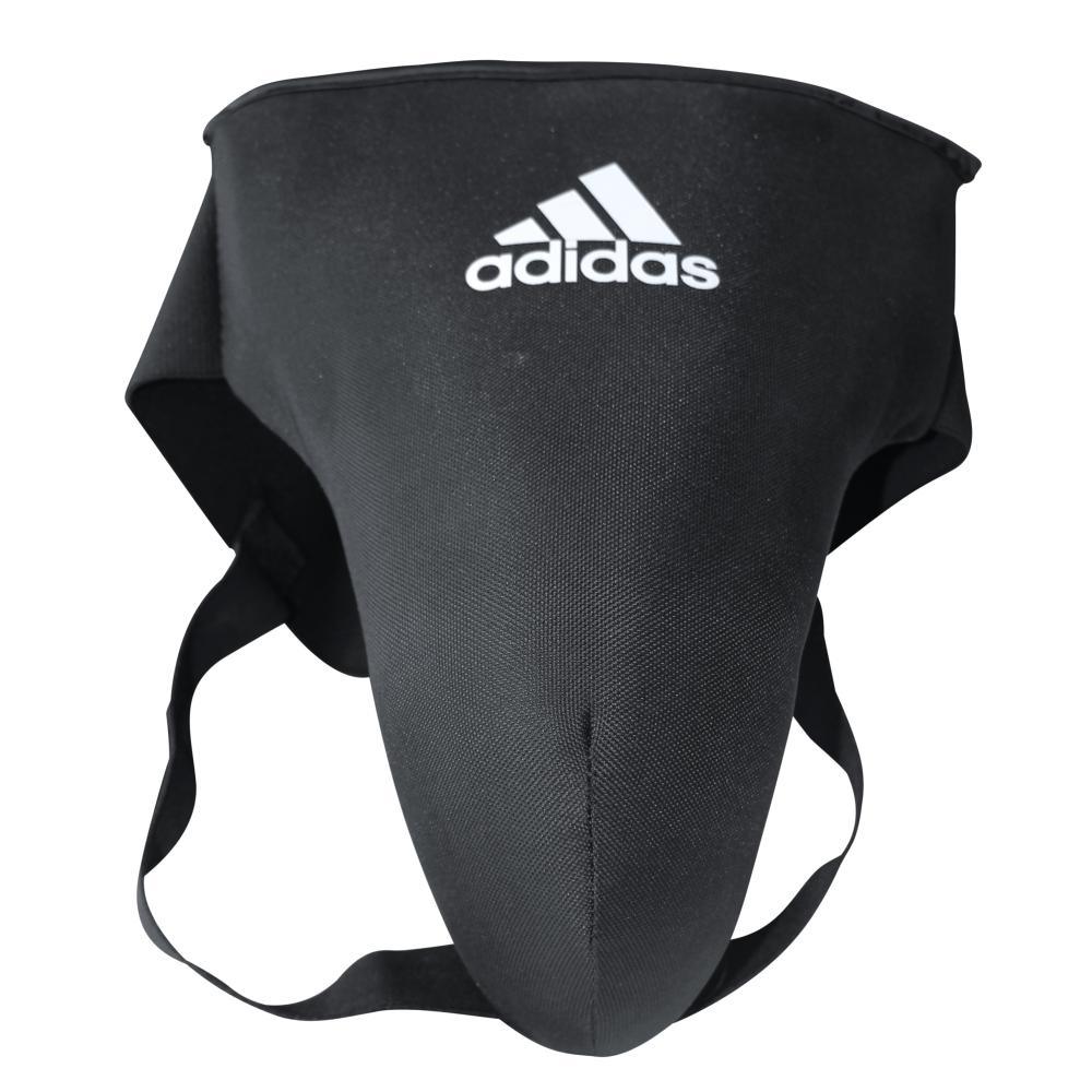 Black Adidas men's anatomical groin protector made of durable Cordura with EVA foam padding for combat sports and training