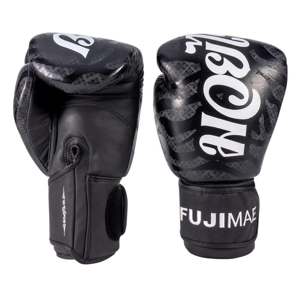 Gants de Boxe FUJIMAE SakYant cuir noir 10 Oz "épuisé"