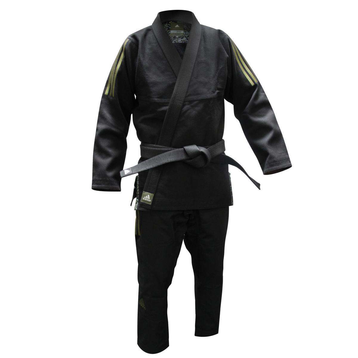 Black Adidas Pro Jiu Jitsu Brésilien gi with pearl weave jacket and reinforced ripstop pants