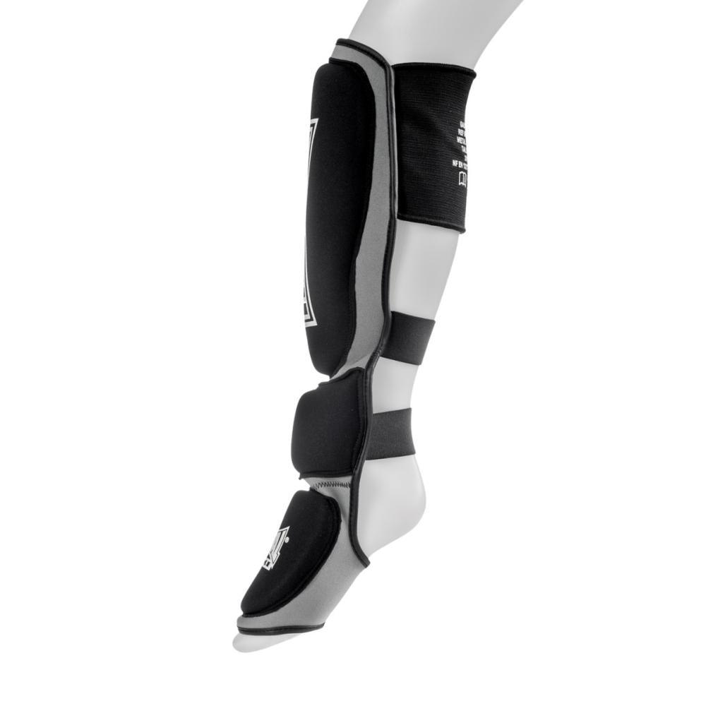 Black ergonomic neoprene Protège tibia-pieds shin and foot guard for martial arts and combat sports by Metal Boxe