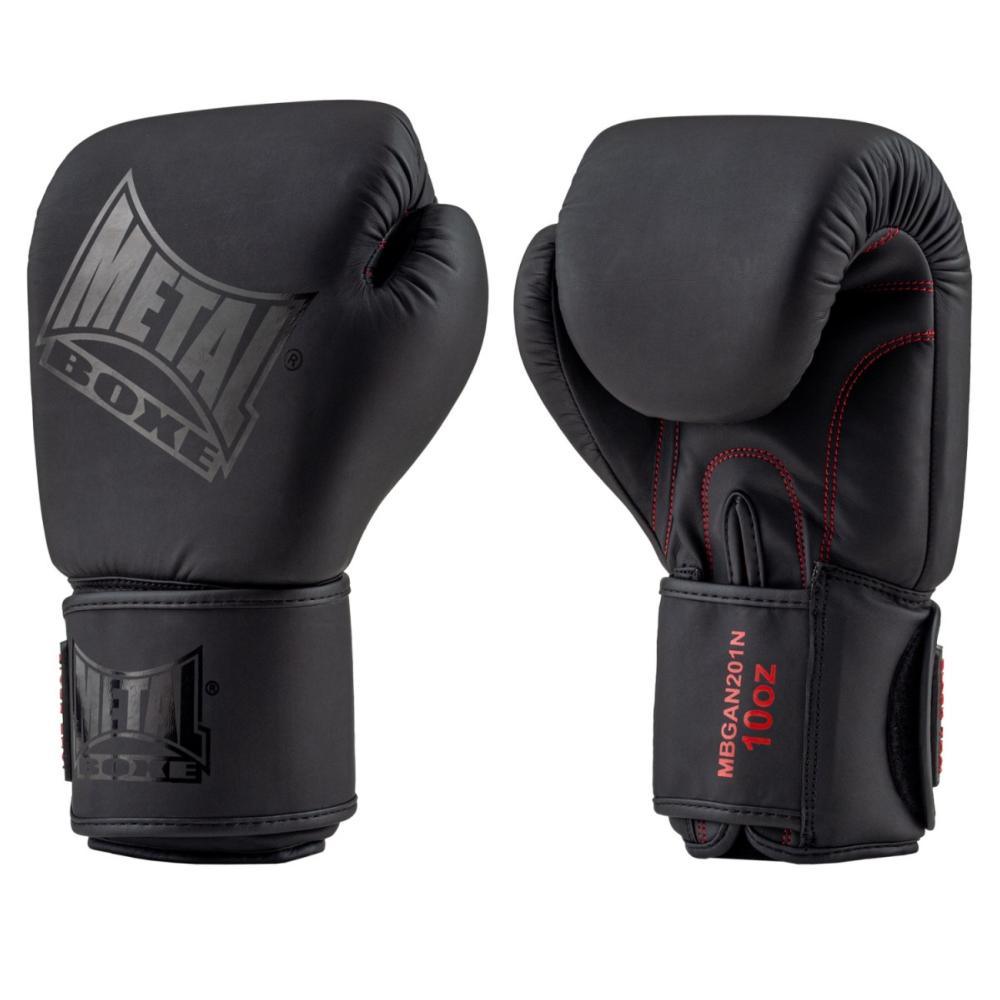 Black Metal Boxe training gloves for Thai boxing with latex/EVA foam and velcro closure