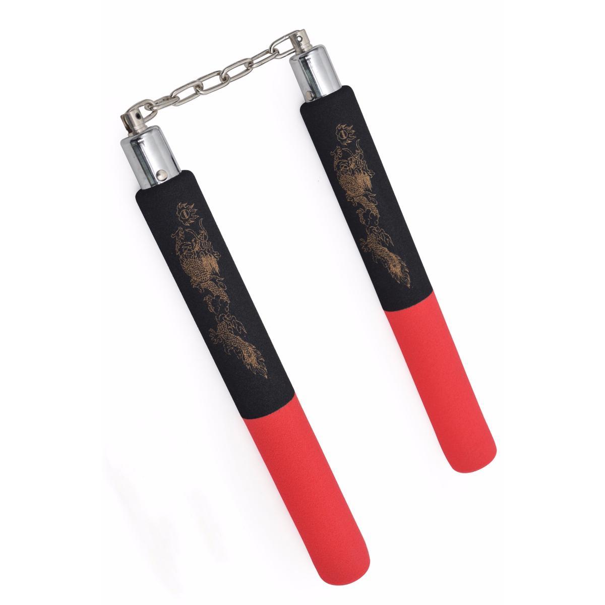 Nunchaku mousse chaîne Dragon Dojo Master Noir/Rouge - ARE115