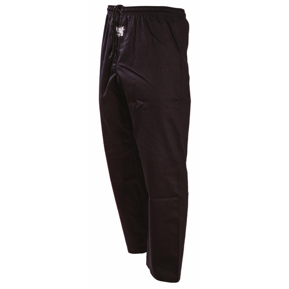 Black Pantalon Metal Boxe karate training pants made of durable 100% cotton with elastic waistband and drawstring.