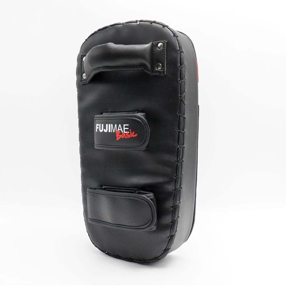 Black Pao Basic FUJIMAE martial arts kicking pad with handle and velcro straps, 40x20x9 cm, durable PU and foam construction for knee strike training