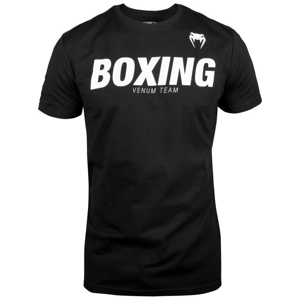 Black Venum Boxing VT T-shirt with white "BOXING Venum Team" text and fitted design.