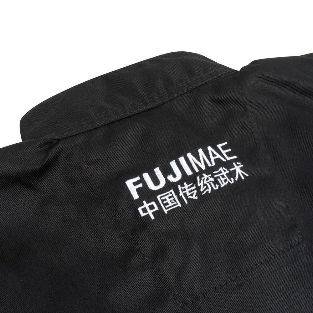 Black Veste Kung-Fu FUJIMAE with embroidered logo, comfortable and designed for martial arts training and meditation.