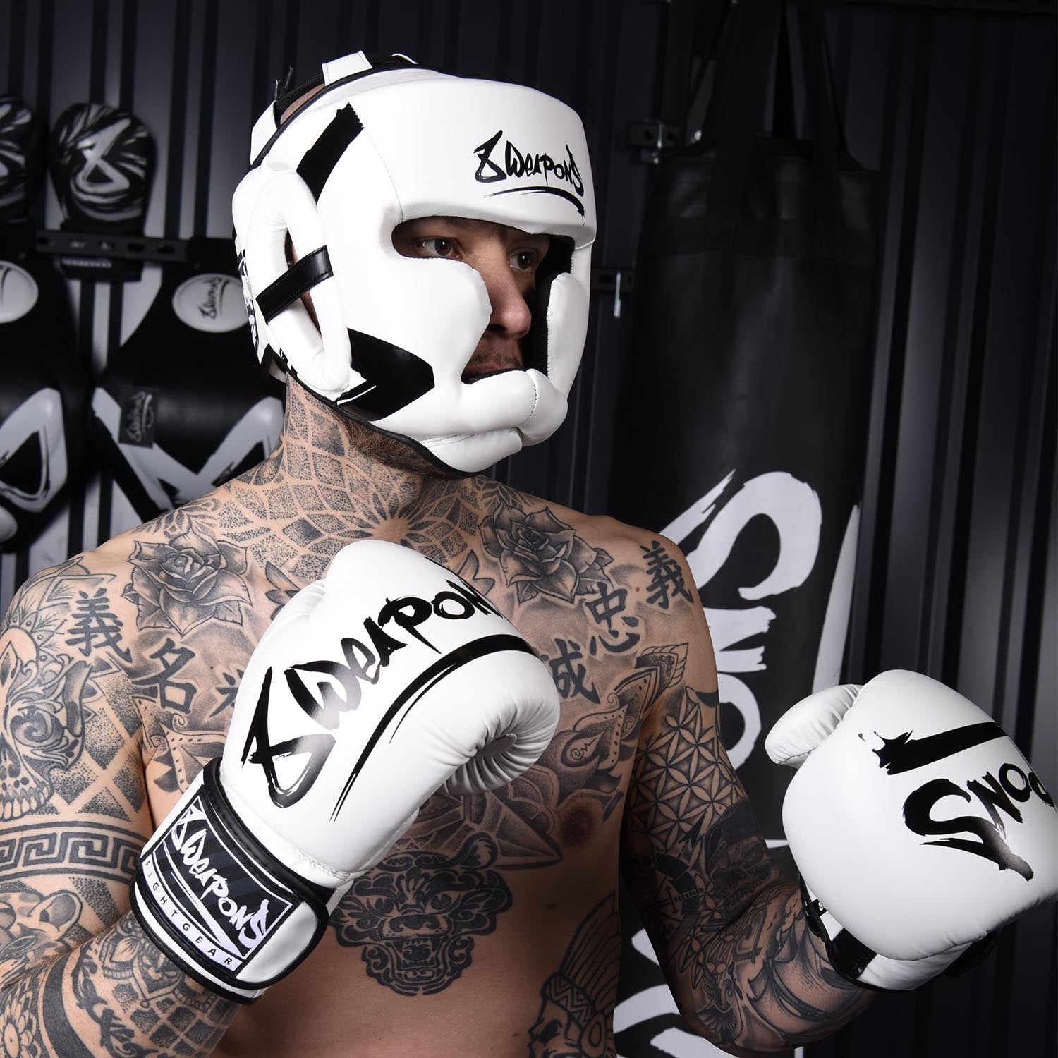 Casque de Boxe - 8 WEAPONS Unlimited - Blanc/Noir