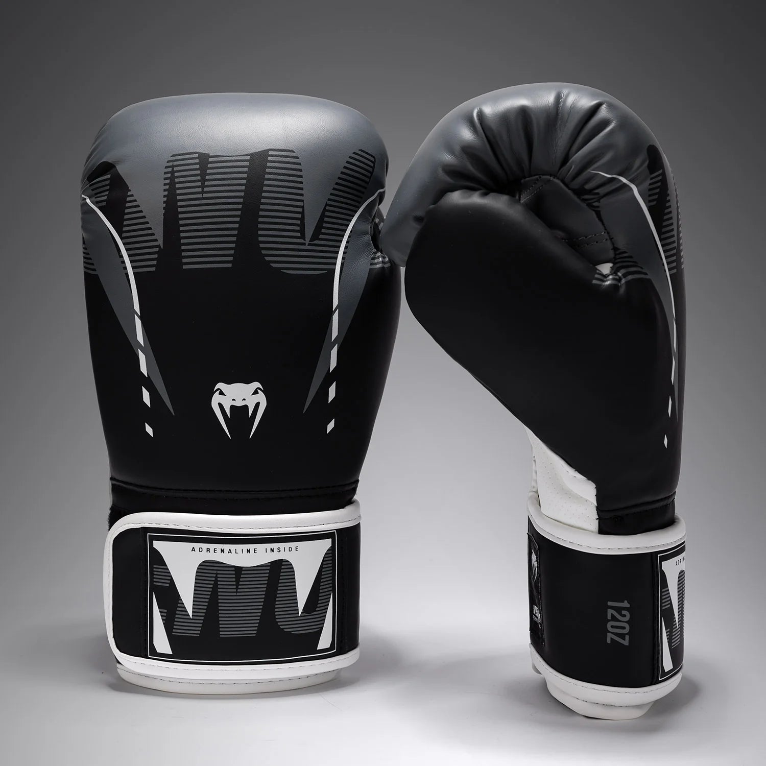 Gants de boxe Venum Adrenaline – Noir/Argent/Gris