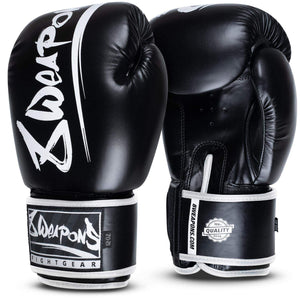 Gants de boxe 8 WEAPONS Unlimited 2.0 noir blanc avec mousse haute densité et velcro robuste