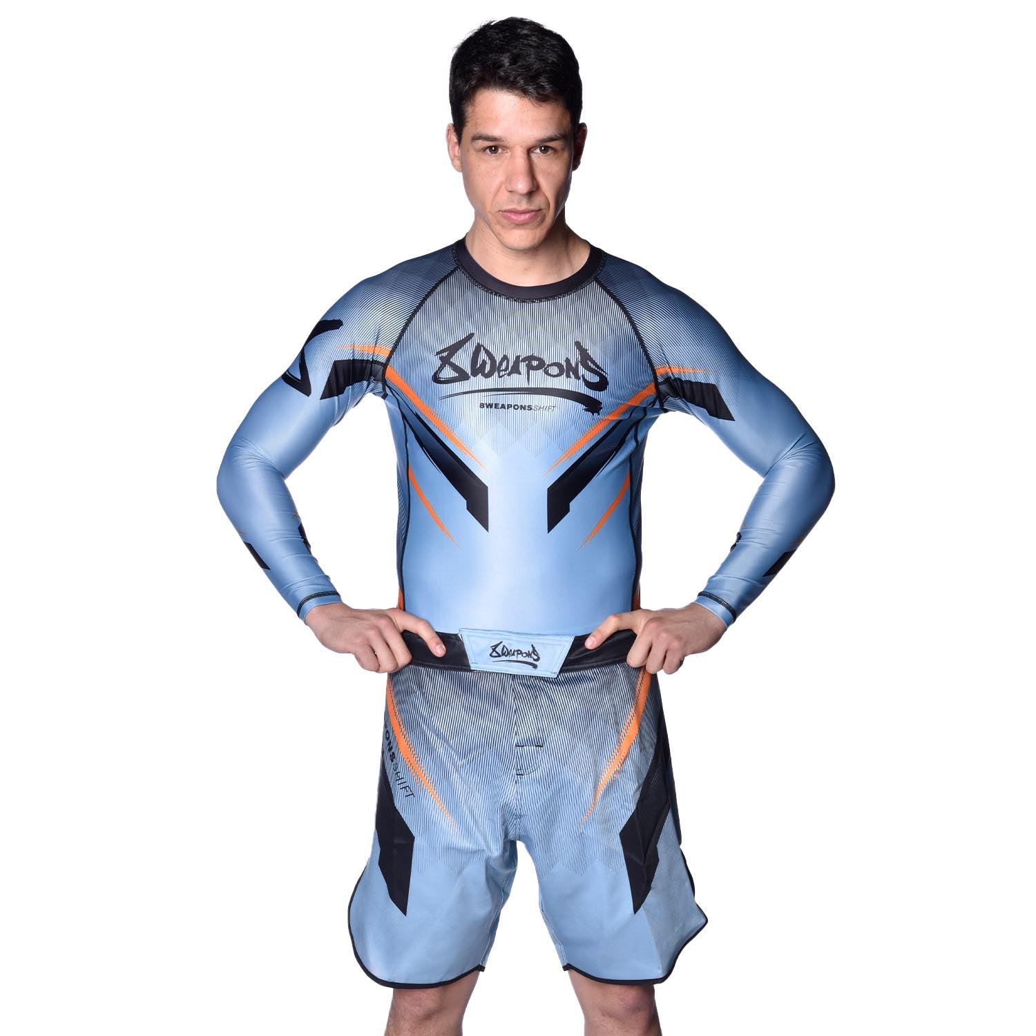 Fightshort - 8 WEAPONS - shift - Gris glacé/Orange