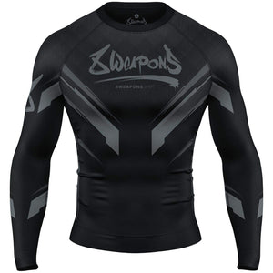 Rashguard manches courtes noir 8 WEAPONS coupe ajustée performance durable