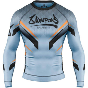 Rashguard manches longues gris glacé et orange 8 WEAPONS Shift pour entraînements MMA et grappling