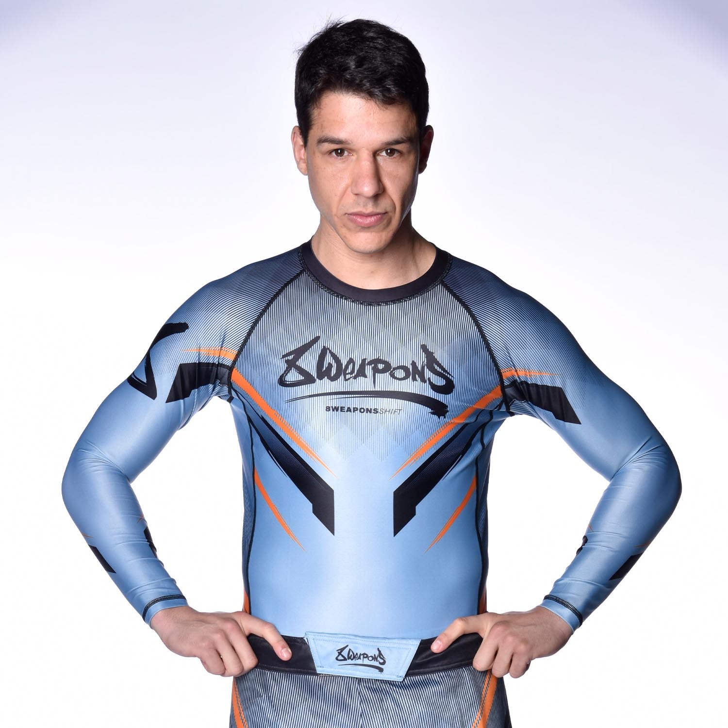 Rashguard Manches Longues - 8 WEAPONS - Shift - Gris Glacé/Orange