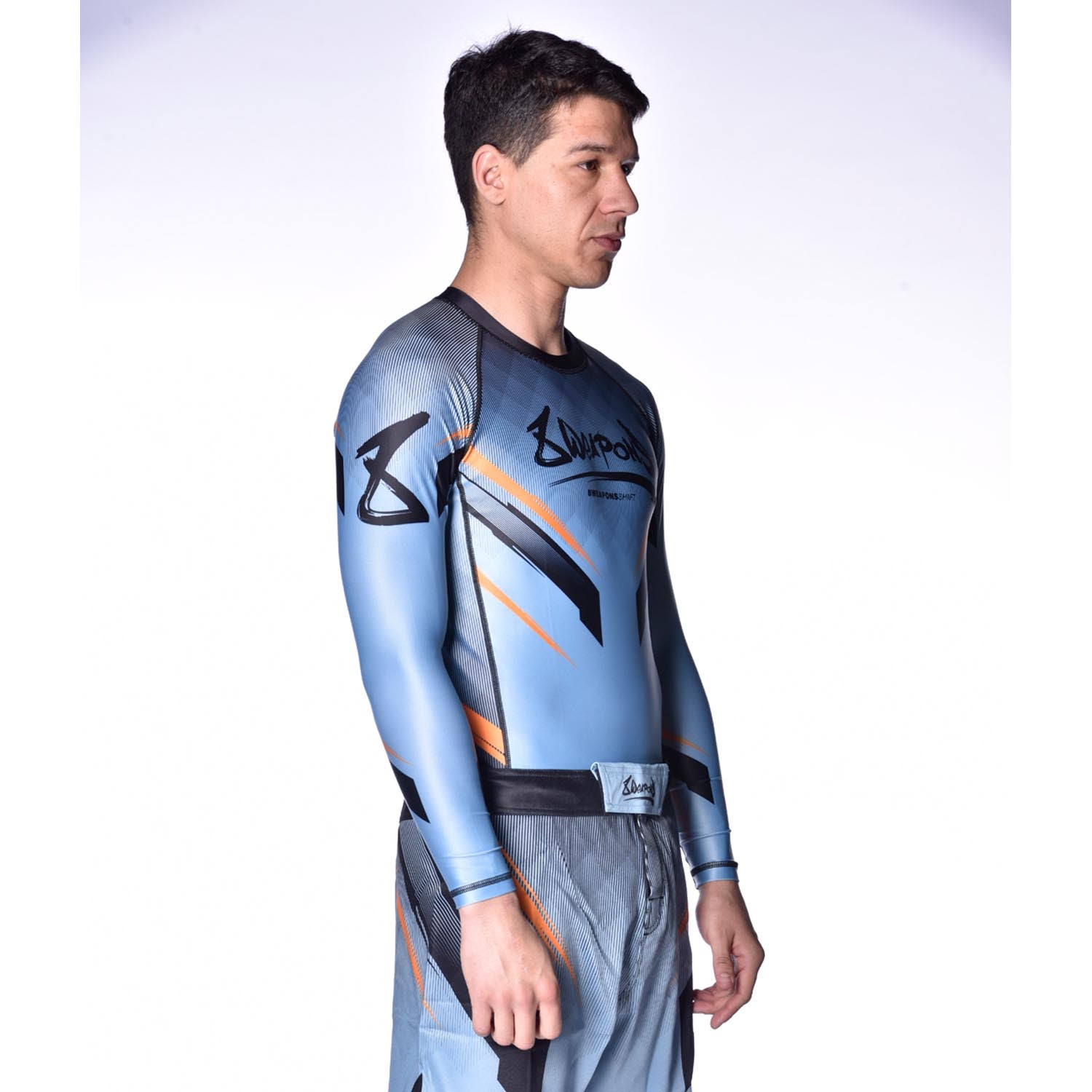 Rashguard Manches Longues - 8 WEAPONS - Shift - Gris Glacé/Orange