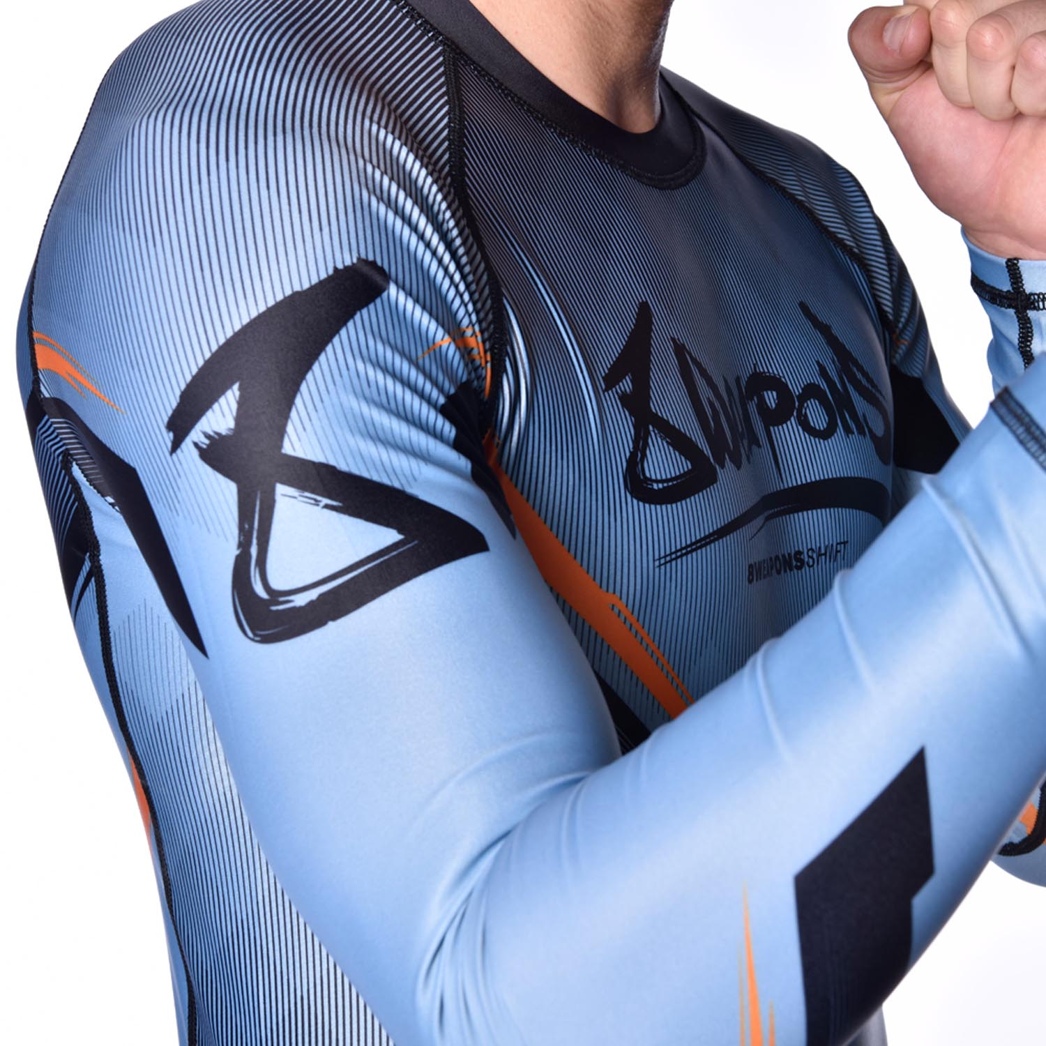 Rashguard Manches Longues - 8 WEAPONS - Shift - Gris Glacé/Orange